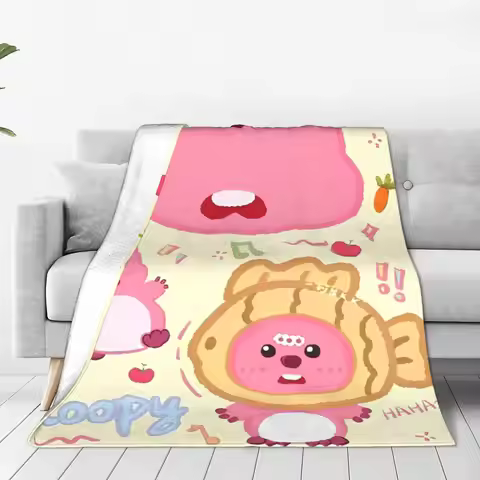 Cute Loopy Pororo Blanket Coral Fleece Plush All Season Multifunction Super Warm Throw Blankets for 