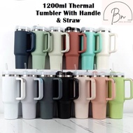 40oz 1200ml Mug With Handle Cafe Insulated Tumbler Straw Stainless Steel Coffee Termos Cup  Vacuum F