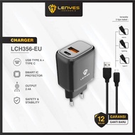 LENYES LCH356EU 2.4A USB + Type C Charger Adapter hp + Original Ios Android Phone Charger Cable