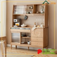 X2 SSL Kitchen Cabinet Storage Cabinet Wooden Solid Wood Dining Household Cupboard Ash Simple Tea New Large Capacity JP