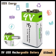 9V Rechargeable Battery 6F22 650mAh USB Li-ion Lithium Batteries For Multimeter Microphone KTV Use T