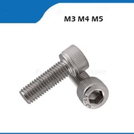 304 Stainless Steel M3 M4 M5 Screws Allen Hex Socket Head Wood Screw Bolt Fastener M3/4/5*6/8/10/12/14mm/16mm/18mm/20mm/25mm