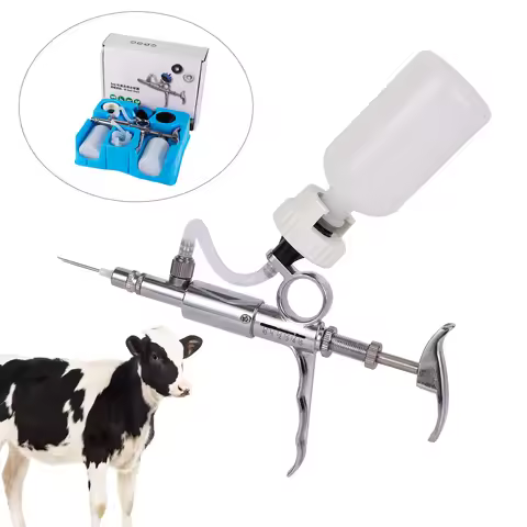 0.5~5ml Automatic Livestock Continuous Syringe Veterinary Equipment With Bottles Vaccination Metal M