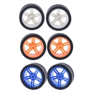 [mcfsnzwtxz1bw] 2pcs Racing Car Plastic Wheel Rims&Rubber Tires TT Motor Car Accessories