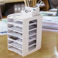 [S·U] A4 Paper Storage Rack, Multilayer Desktop Organizer for Office Stationery PH