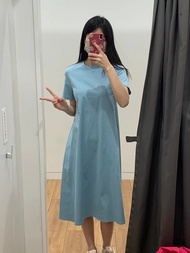 Uniqlo Japanese Single U-Home Womens 2023 Summer Edition Silk Cotton A-line Short sleeved Dress Medi