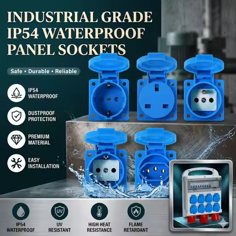 IP54 Waterproof Industrial Panel Socket 16A 13A Wall Outlet EU UK FR Universal Plug for Outdoor Dist