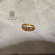 Jingfu Jewelry Silver Building Pure Gold Ring Ancient Coin Shape Tail F