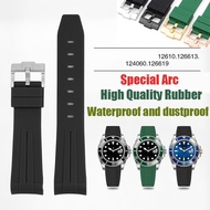 20mm 21mm 22mm High Quality Elbow Silicone Strap For Rolex Black Water Ghost Green Water Ghost 41mm Men Sports Waterproof Watch Band