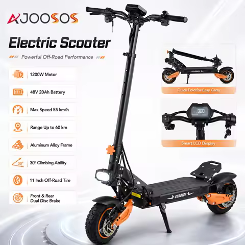 Electric Scooter Foldable 1200W Motor 55KM/H Electric Scooters 20AH 48V E Scooter 11 Inch off-road T