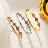 Stainless Steel Sparkling Zircon Geometric Bangle Bracelet for Women