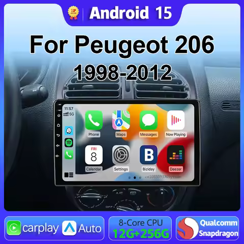 Android 15 Carplay Car Radio Multimedia For Peugeot 206 206CC SW 1998 - 2012 navigation video DVD Au