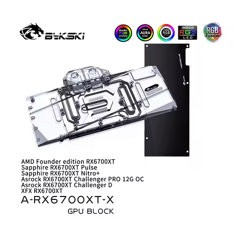 Bykski RX 6700 GPU Water Cooling Block for AMD RX 6700XT Sapphire XFX ASRock A-RX6700XT-X ,Full Cove