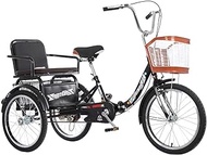 Tricycle Adult 3 Wheels 20 Inch Folding Adult Tricycle with Strong Shopping Basket Back Seat Bike Pedal Cruise Bike Single Speed Double Chain Cycling Pedalling