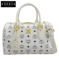 MCM 女士皮革 Visetos 兩用波士頓包/手提包，白色 [二手]