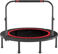 Trampette Foldable Mini Trampoline, 48”Portable Fitness Rebounder Trampoline With Handle Bar, For In