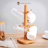 BREWISH Barista Wooden Cup Holder Coffee Cup Holder Mug Stand Kitchen Roll Tissue Holder Organizer C