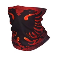 Custom Flag Of Albania Eagle Bandana Neck Gaiter for Hiking Running Women Men Wrap Scarf Balaclava W