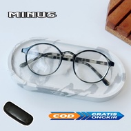 COD Kacamata Wanita Lensa Minus Frame Oval Bahan Plastik Terbaru Ukuran 0.50-4.00 Free Boc Dan Lap Pembersih