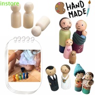 INSTORE Wooden Peg Doll 20pcs for Children Kids Blank Natural Wood Puppets Handmade Wood Crafts