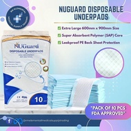NUGuard Disposable Underpads 600mm x 900mm | Pack of 10s | High Absorbency Incontinence Bed Pad Unde