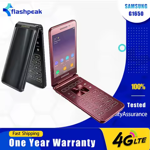Original Samsung Galaxy Folder2 G1650 4G Mobile Phone 3.8'' Dual SIM 2GB RAM 16GB ROM Flip CellPhone