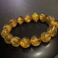 純天然巴西進口老礦金發晶鈦晶手鏈 珠經14MM 發絲多密 品相一流