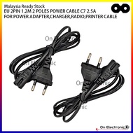EU 2PIN 1.2M 2 POLES POWER CABLE C7 2.5A FOR POWER ADAPTER,CHARGER,RADIO,PRINTER CABLE