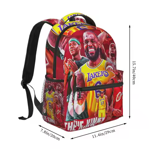 All Time LeBron James The King James Backpack Student Boys Girls BookBagSchool Bag Computer Shoulder