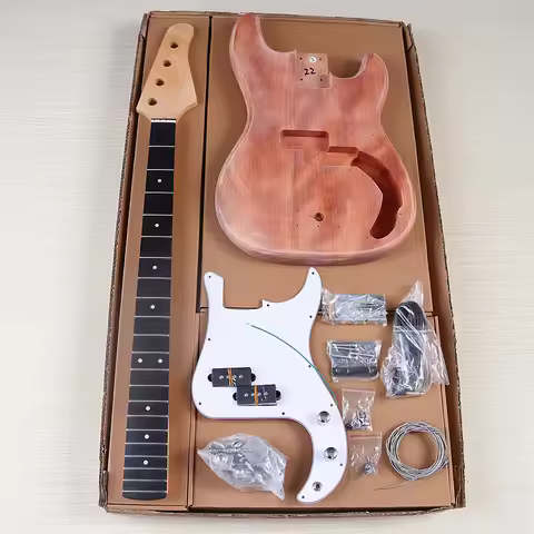 PB Bass Guitar Kit with All Accessories Maple JB Bass Guitar Neck 21 Fred Electric Bass Semi-finishe