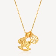 999 Gold Crush Horse with Fu Necklace