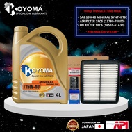 SUZUKI JIMNY SIERRA 1.5 2019year (JB74V,3BA-JB74W) OIL FILTER + AIR FILTER + KOYOMA 15W40 4L MINERAL