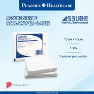 ASSURE Sterile Non-Woven Gauze Swab 10cm x 10cm x 4-Ply, 5 Pce/Pkt