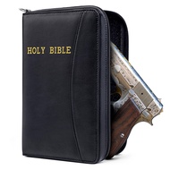 Concealed Carry Gun Pouch, Holy Bible Leather Soft Pistol Case, Lockable Zipper, Handgun Case for 9m