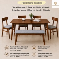 TOP 1 Dining Set1+6 & Dining Set 1+4+Bench 1+4 Meja Makan / Dining Table Set/Solid Wood Dining Set