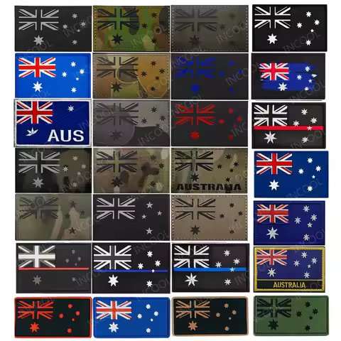 Australia Flags IR Reflective Patches Tactical Appliqued Australian Flag Embroidery Badges Sticker C