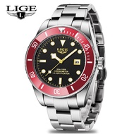 LIGE Newest Watch for Men Stainless Steel Waterproof Calendar Wrist Watch seiko automatic watch+ Box