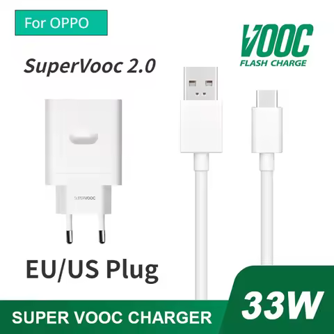 EU/US Plug 33W Supervooc2.0 Fast Charger 11V 3A Adapter USB Type C Cable For OPPO Find N A96 Reno7 S