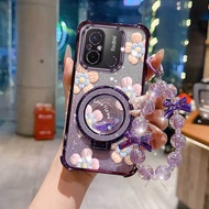 3pcs( Full bloom flower phone Case+Lanyard+Circular Stand) For Redmi 11A/12C/10 (India)/10 4G/10 Pow