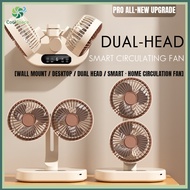 Dual-Head 360° Oscillating Desk Fan | Smart Air Circulator with Timer | Kipas Meja Dua Kepala Boleh 