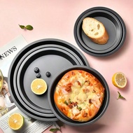 1PC/3PCS/4PCS 6-10 Inch Black Carbon Steel Round Pizza Baking Pan Heat Insulation Microwave Oven Cak