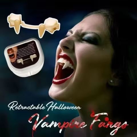 Retractable Vampire Teeth Halloween Vampire Fangs Dentures Vampire Teeth Horror Halloween Cosplay Pa