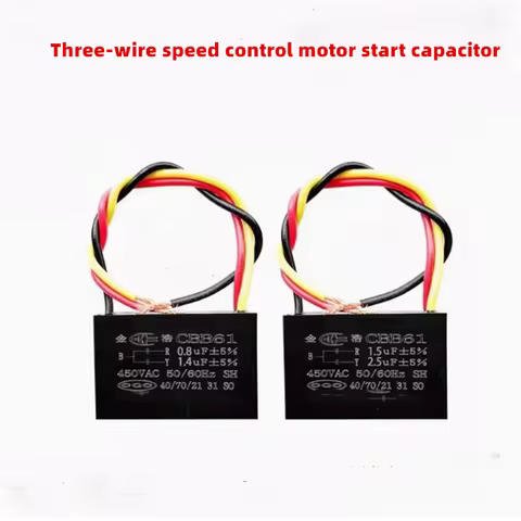 2PCS CBB61 Fan Ceiling Fan with Light 0.6 0.8 3 0.4+1.2UF Three-Wire Speed Control Motor Start Capac