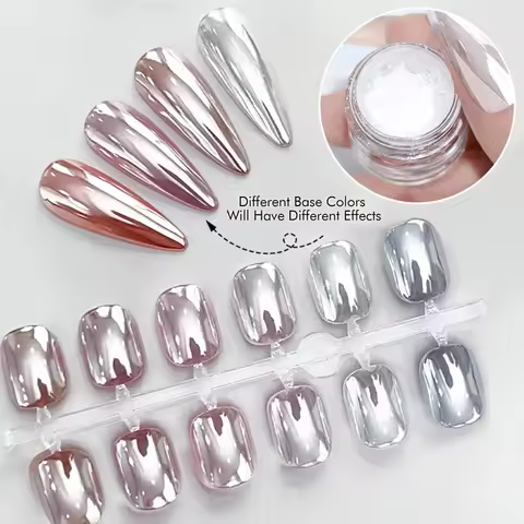 CHUNSHU Pearl White Chrome Nail Powder 0.3G Silky Moonlight Mirror Powder Pigment Metallic Effect Du