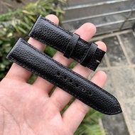 HANDMADE ! strap jam tangan kulit asli lug 24 mm hitam black genuine leather 24mm texture tali untuk