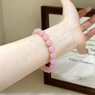 Boting Natural Pink Opal Round Bead Crystal Bracelet Madagascar Pink Crystal Ladies Bracelet B9OB