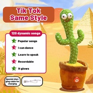 HAITAI 120 English Songs Dancing Cactus Toy with Clothes Recording Learn to Speak Electronic talking cactus toy Cute Funny Dance Plant Twisting Plush Toy for Kids Girl Birthday Gifts