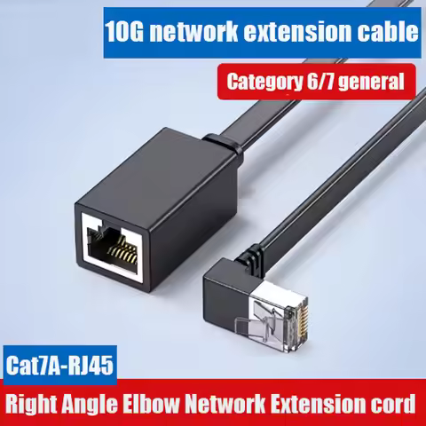 CAT7 RJ45 Elbow/flat 10G Network Cable Category 7 Male to Female Extension Cable 90 Degree Category 