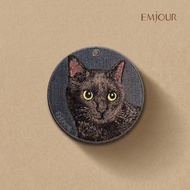 EMJOUR Double-Sided Embroidered Charm-Black Cat | Pet Souvenir Gift Cat Key Ring Bag Accessories Dec
