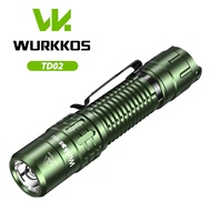Wurkkos TD02 18650สว่างมากไฟฉายแบบพกพาสามารถชาร์จใหม่ได้ลูเมนไฟฉายยุทธวิธีสูงพร้อมไฟฉาย EDC ชาร์จได้